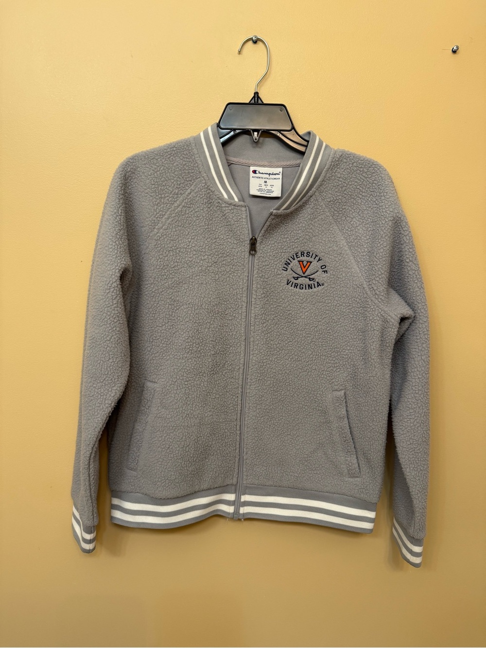 Champion women Gray Fleece Zip Jacket with University Logo